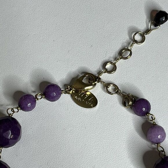 W/A Studios Faceted Amethyst Round Gemstones Necklace Gold Tone 20" 250 Carats - Picture 5 of 12